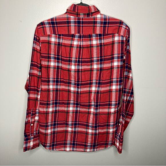 NWT J. CREW Plaid Flannel Red Navy Blue Button Down Shirt Small - Picture 2 of 4